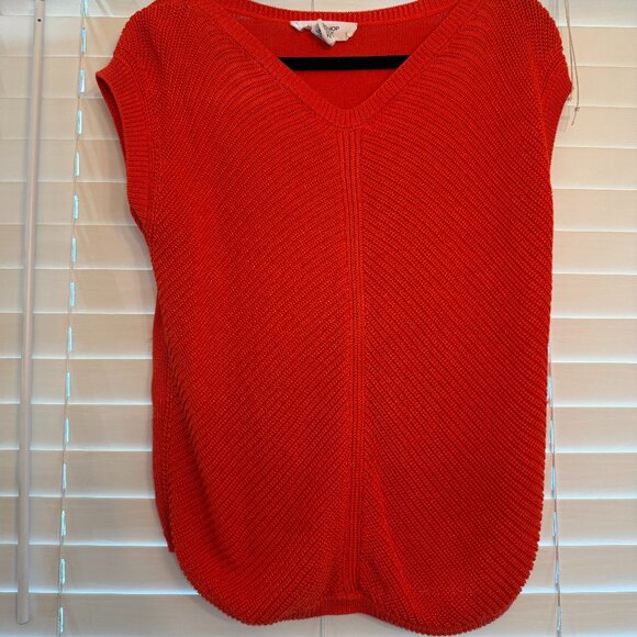 Womens Orange Cap Sleeve V-Neck Oversized Sweater (Size: S) - Picture 1 of 3